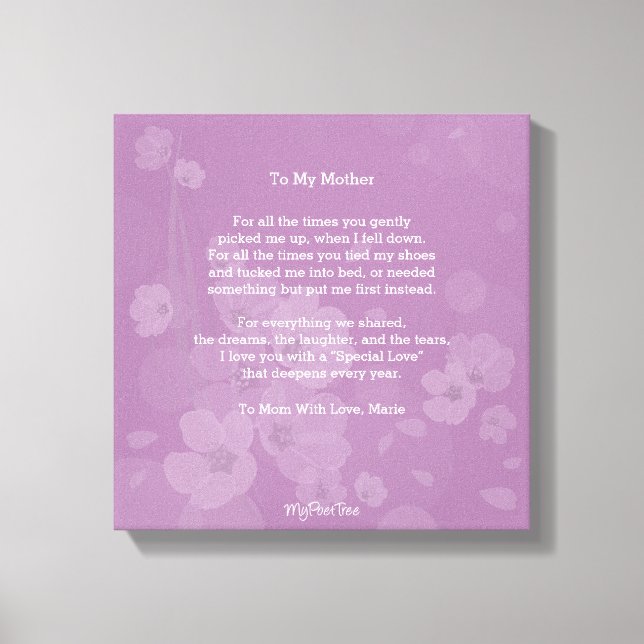 MyPoetTree, zu meiner Mutter, Leinwanddruck (Vorderseite)