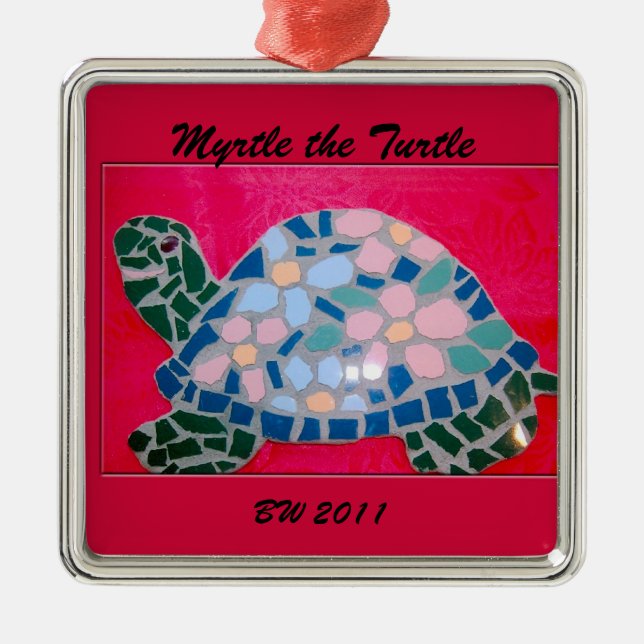 Myrte die Schildkröte-Verzierung Silbernes Ornament (Vorne)