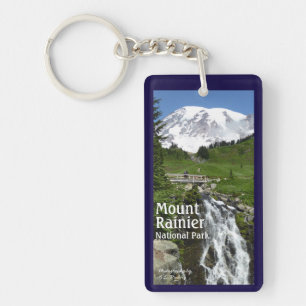 Myrte fällt (der Mount Rainier N.P.) mit Text Schlüsselanhänger