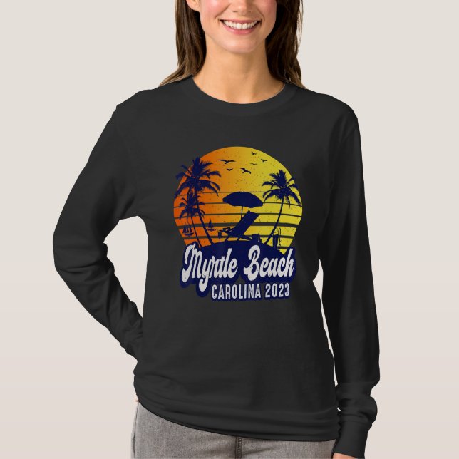 Myrtle Beach 2023 Carolina Sunset Beach Retro T-Shirt (Vorderseite)