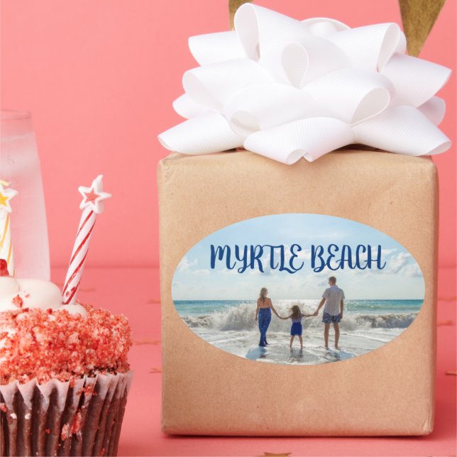 Myrtle Beach Ändern Sie das Strand-Souvenir Ovaler Aufkleber (Party)