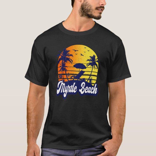 Myrtle Beach Carolina Sunset Beach Retro Premium T-Shirt (Vorderseite)