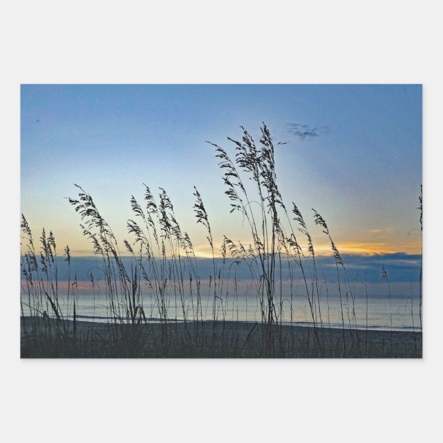 Myrtle Beach Grass Sunrise Foto Geschenkpapier Set (Vorderseite)