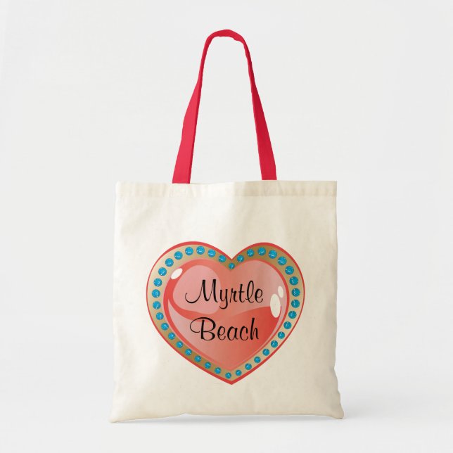 Myrtle Beach Heart Budget Leinwand Tote Tasche (Vorne)