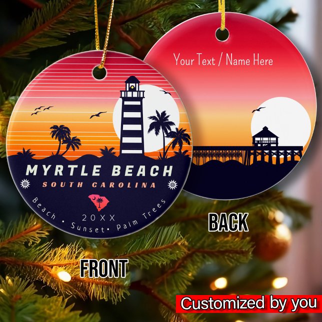 Myrtle Beach Leuchtturm SC Retro Sunset Souvenirs Keramik Ornament (Von Creator hochgeladen)