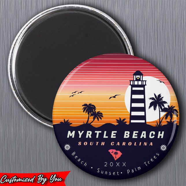 Myrtle Beach Leuchtturm SC Retro Sunset Souvenirs Magnet (Von Creator hochgeladen)
