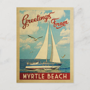 Myrtle Beach Postcard Sailboat Vintage Travel SC Postkarte