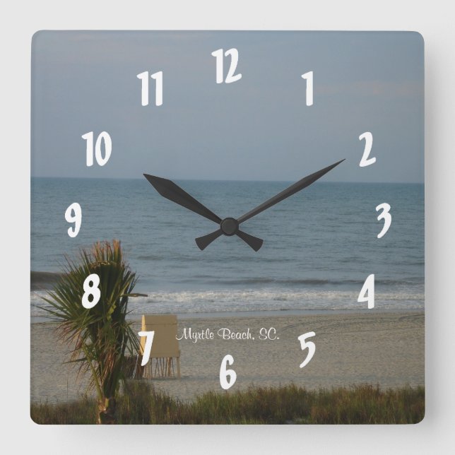 Myrtle Beach, Sc #1 Quadratische Wanduhr (Vorderseite)