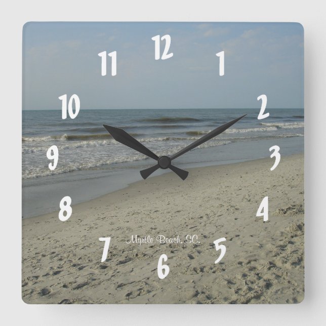 Myrtle Beach, Sc #3 Quadratische Wanduhr (Vorderseite)