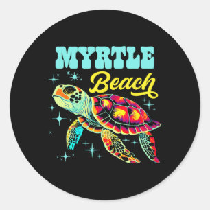 Myrtle Beach Sc Artistic Sea Turtle Retro Runder Aufkleber