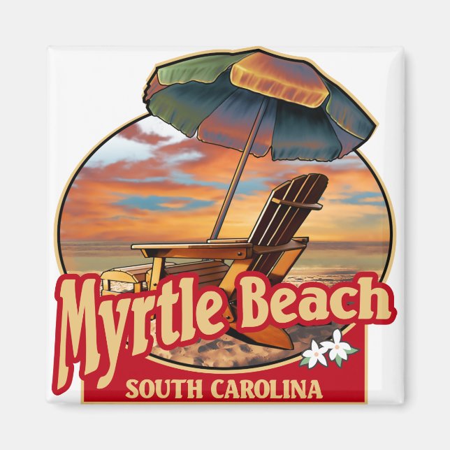 Myrtle Beach SC Beach Scene Design Magnet (Vorne)