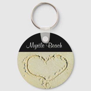 Myrtle Beach SC Herz an einer Sandy Beach Key-Kett Schlüsselanhänger
