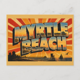 Myrtle Beach SC Pier Ocean Shore Art Postkarte