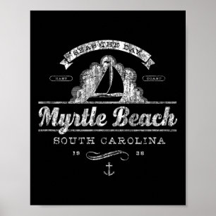 Myrtle Beach Sc-Segelschiff Vintage-Nautik-T-Shirt Poster