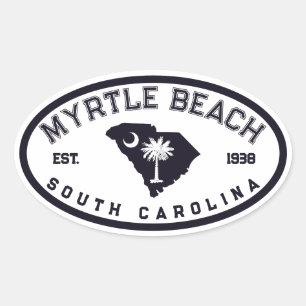 Myrtle Beach South Carolina Flag Karte Souvenirs Ovaler Aufkleber