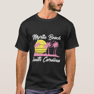 Myrtle Beach South Carolina Palm Trees Dark T-Shirt