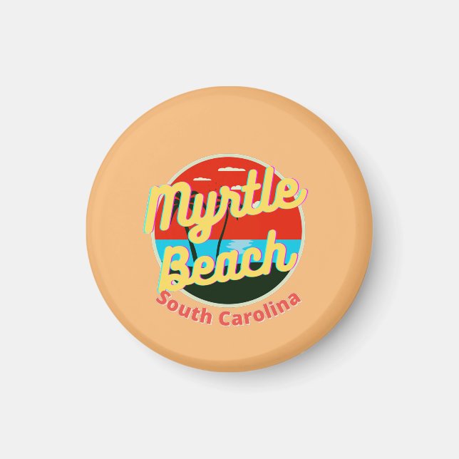 Myrtle Beach South Carolina Retro Sunset Magnet (Vorne)