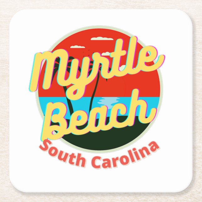 Myrtle Beach South Carolina Retro Sunset Rechteckiger Pappuntersetzer (Vorderseite)