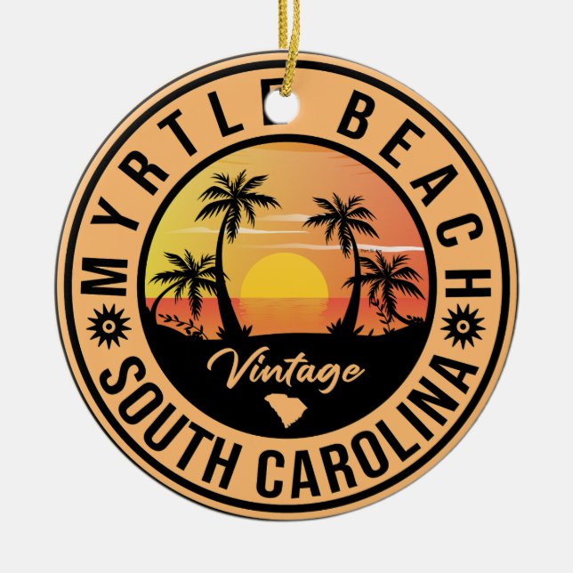 Myrtle Beach South Carolina Retro Sunset Souvenir Keramik Ornament (Vorne)