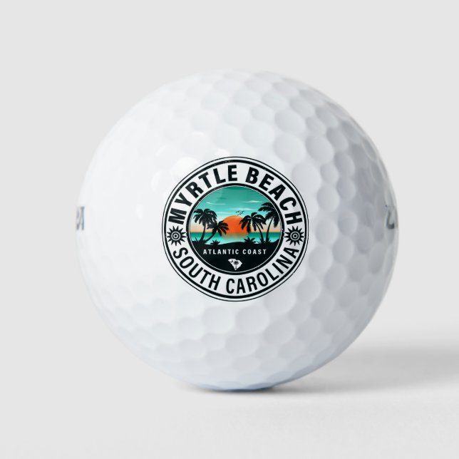 Myrtle Beach South Carolina Retro Sunset Souvenirs Golfball (Vorderseite)