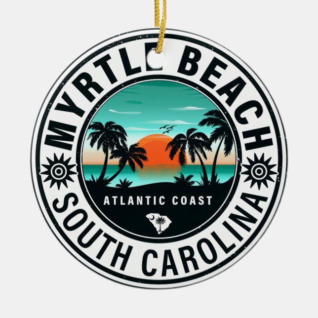 Myrtle Beach South Carolina Retro Sunset Souvenirs Keramik Ornament (Vorne)