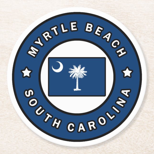 Myrtle Beach South Carolina Runder Pappuntersetzer (Vorderseite)