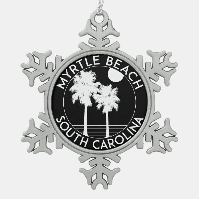 Myrtle Beach South Carolina Schneeflocken Zinn-Ornament (Vorderseite)