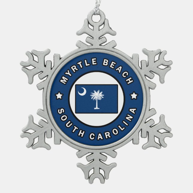 Myrtle Beach South Carolina Schneeflocken Zinn-Ornament (Vorderseite)