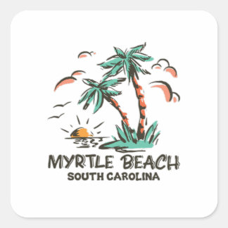 Myrtle Beach - South Carolina - Sonnenuntergang Quadratischer Aufkleber