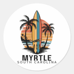 Myrtle Beach South Carolina Surfen Surfer _1 Runder Aufkleber