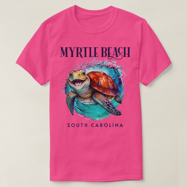 Myrtle Beach South Carolina Wasserfarbe Happy Sea  T-Shirt (Design vorne)