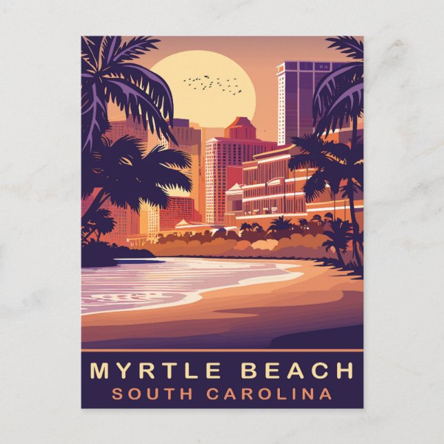 Myrtle Beach, Sunset, South Carolina, Reisen Postkarte (Vorderseite)