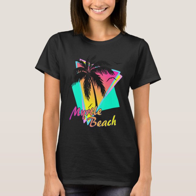 Myrtle Beach Tropical Summer Palm Tree Sunset T-Shirt (Vorderseite)