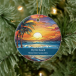 Myrtle Beach Vacation Keramik Ornament<br><div class="desc">Niedliche Imitate Buntglasstrandszene,  personalisierbares Myrtle Beach Trip Souvenir. Ideal für Weihnachten- und Familienurlaub,  oder Flitterwochen-Muss. Anpassung: Change Caption und Jahr,  um es einzigartig zu machen.</div>