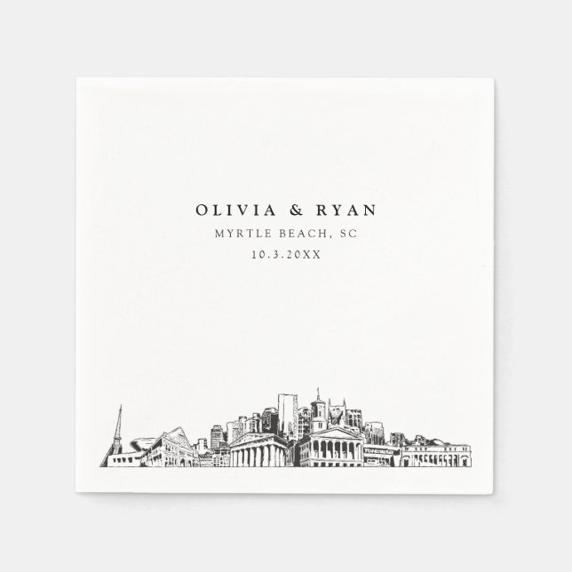 Myrtle Beach Wedding Paper Cocktail Napkin Serviette (Vorderseite)
