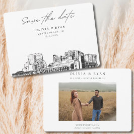 Myrtle Beach Wedding Skyline Save the Date Einladung