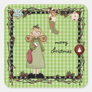 Mys Country Angel Weihnachtsaufkleber Quadratischer Aufkleber