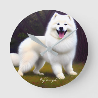 MySamoyed Personalisierte Geschenkidee Niedlich Sa Runde Wanduhr