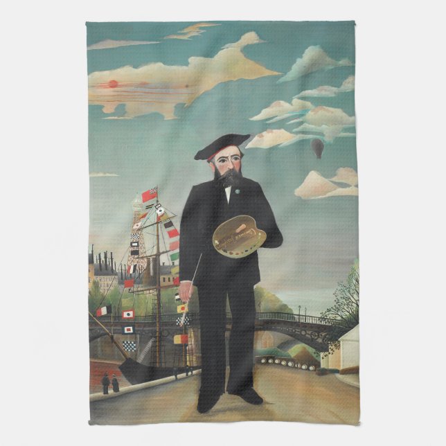 Myself: Portrait – Landscape, Henri Rousseau 1890 Geschirrtuch (Vertikal)