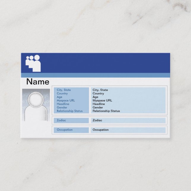 Myspace Dark - Geschäft Visitenkarte (Vorderseite)