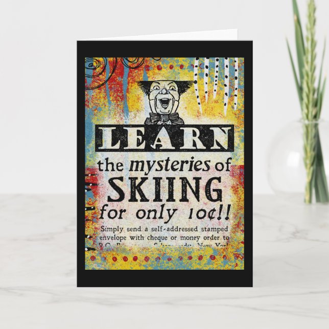 Mysterien der Ski Grußkarte - Funny Vintag Karte (Vorderseite)