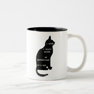 Mysteriös als Katzen-Edgar Allan Poe-Zitat Zweifarbige Tasse