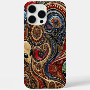 Mysteriöse Alien Begegnung in lebendiger kosmische iPhone 16 Pro Max Hülle