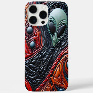 Mysteriöse Alien im dynamischen kosmischen Swirl iPhone 16 Pro Max Hülle