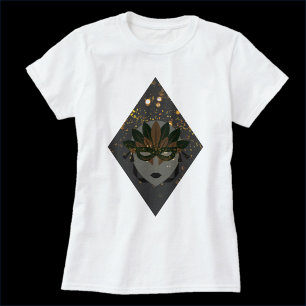 Mysteriöse Bronze und Schwarzer Glitzer-Masquerade T-Shirt