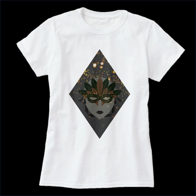 Mysteriöse Bronze und Schwarzer Glitzer-Masquerade T-Shirt (Von Creator hochgeladen)