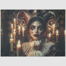 Mysteriöse Dunkelharlequin-Bright-Augen-Dekoupage