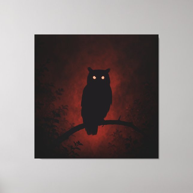 Mysteriöse Eule in der Nacht Leinwanddruck (Vorderseite)