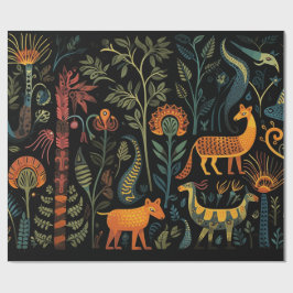 Mysteriöse Fantasy-Tiere auf schwarz Geschenkpapier