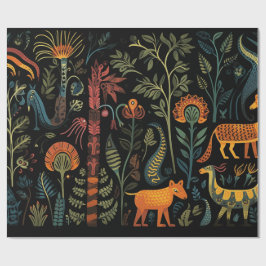 Mysteriöse Fantasy-Tiere auf schwarz Geschenkpapier